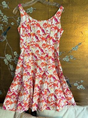 Pappagallo fit flare midi dress,  flamingo. Coastal, preppy, vacation, beachy